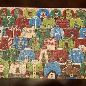 Cobble Hill UGLY XMAS SWEATERS Puzzle 1000 Piece COMPLETE Christmas Cookies